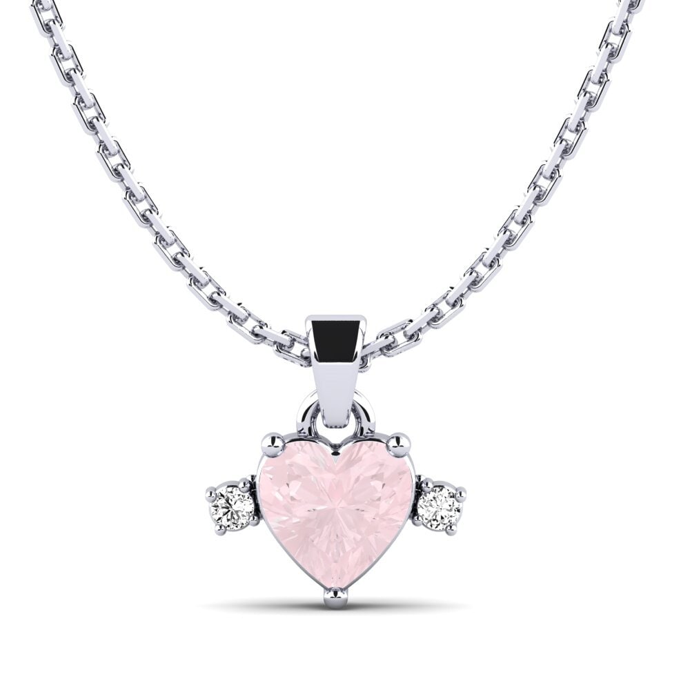 Plata 925 Cuarzo rosa Colgante de Mujer Atleb