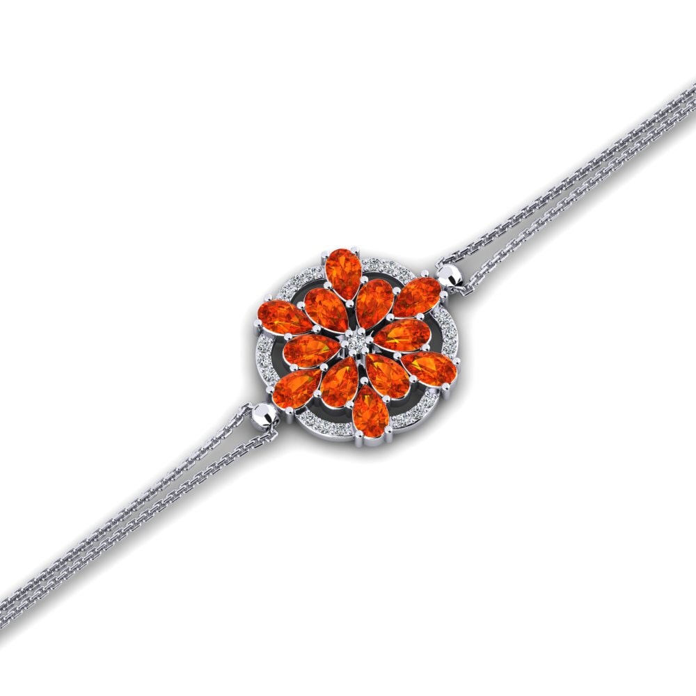 Platine 950 Saphir orange Bracelet pour femme Bewrep