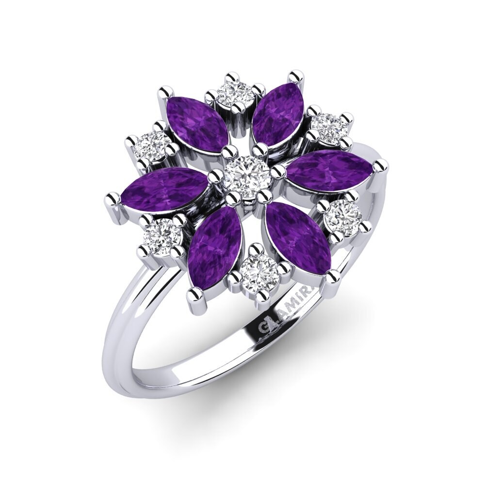 White Silver Amethyst Ring Edwea