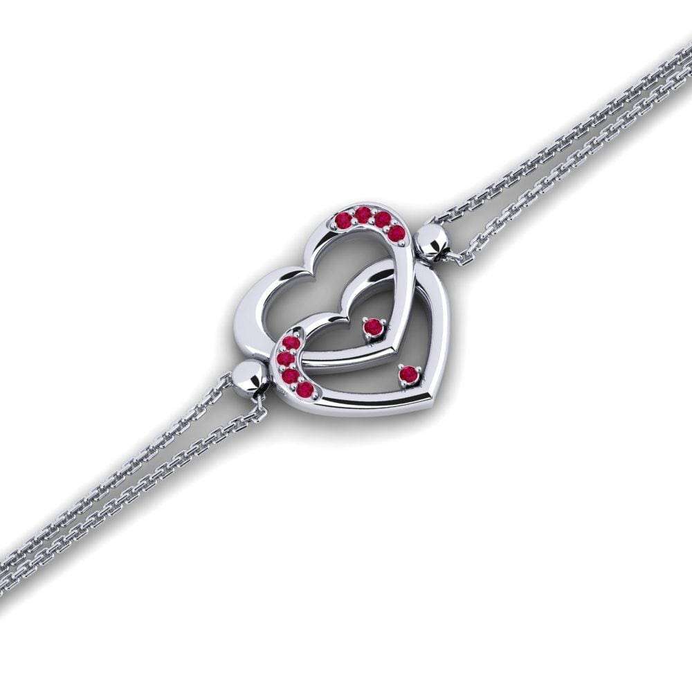 18k Oro Blanco Rubí Pulsera de Mujer Enla