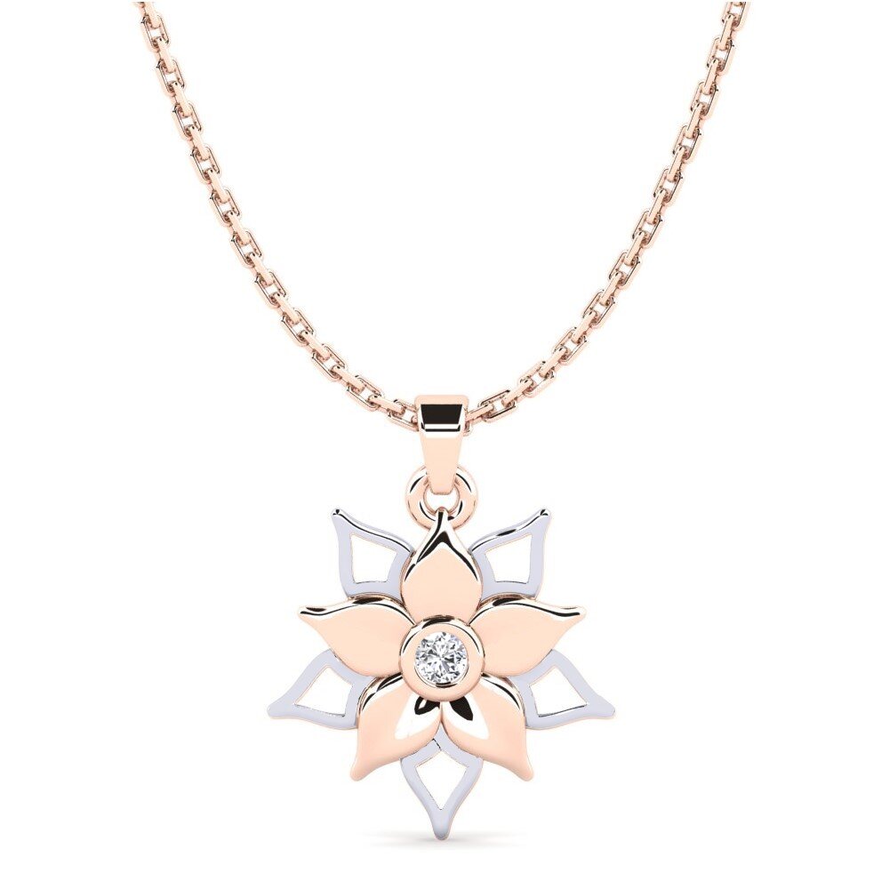 9k Oro Rosa & Blanco Diamante Colgante de Mujer Fauraru