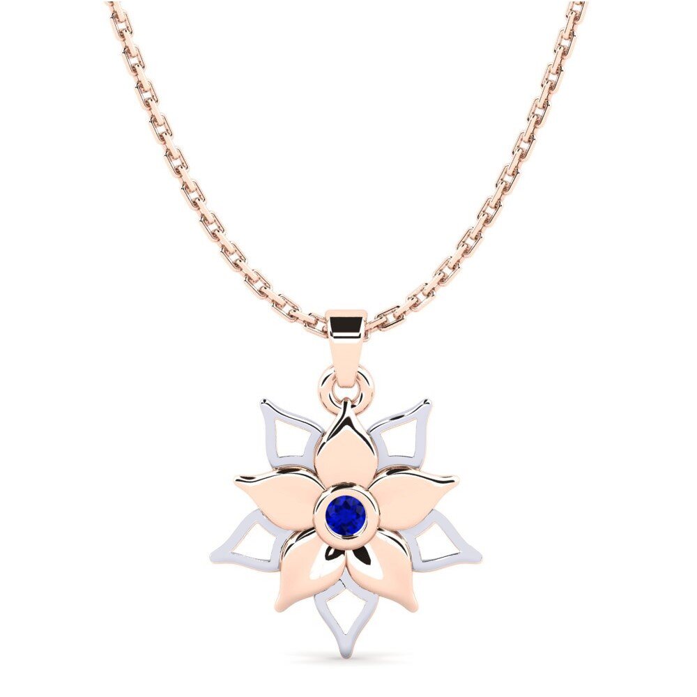 9k Oro Rosa & Blanco Zafiro Colgante de Mujer Fauraru