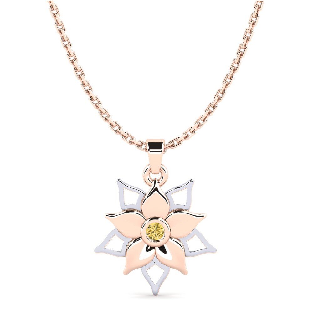 9k Oro Rosa & Blanco Diamante Amarillo Colgante de Mujer Fauraru