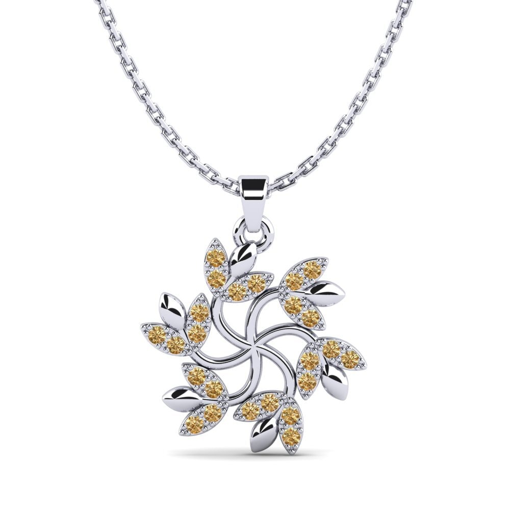 18ct White Gold Round Brown Diamond Women's Pendant Herafava