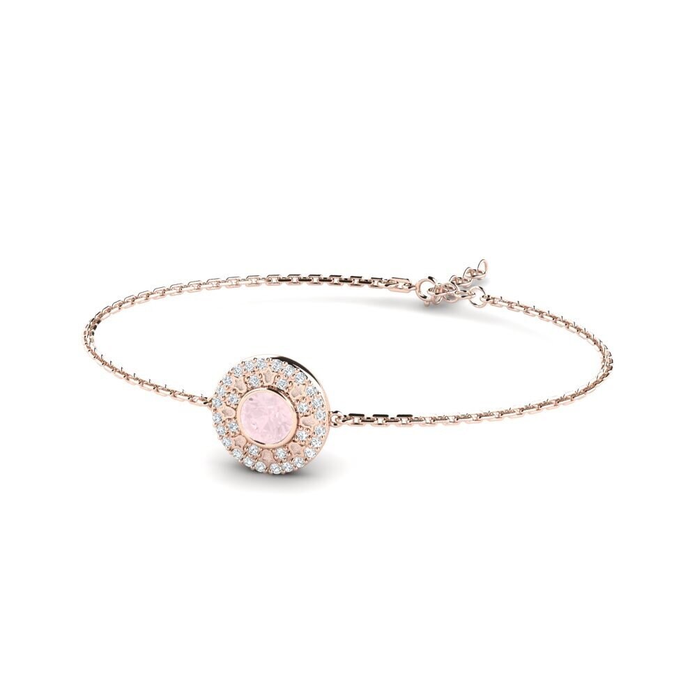 9ct Rose Gold Rose Quartz Women's Bracelet Slidd