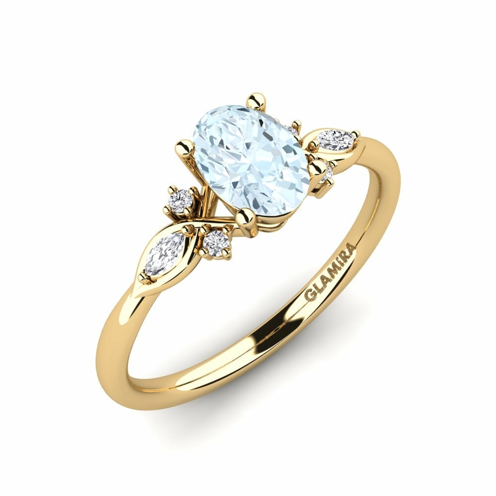Side-Stone Engagement Rings GLAMIRA Gisu 585 Yellow Gold Aquamarine