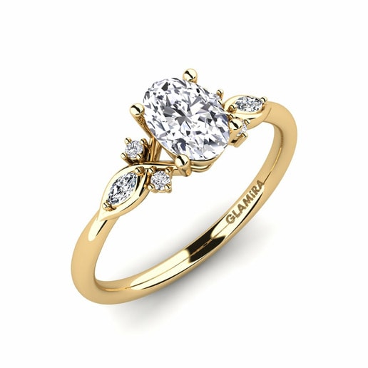 Anillo Gisu Oro Amarillo 585 & Diamante & Cristal de Swarovski