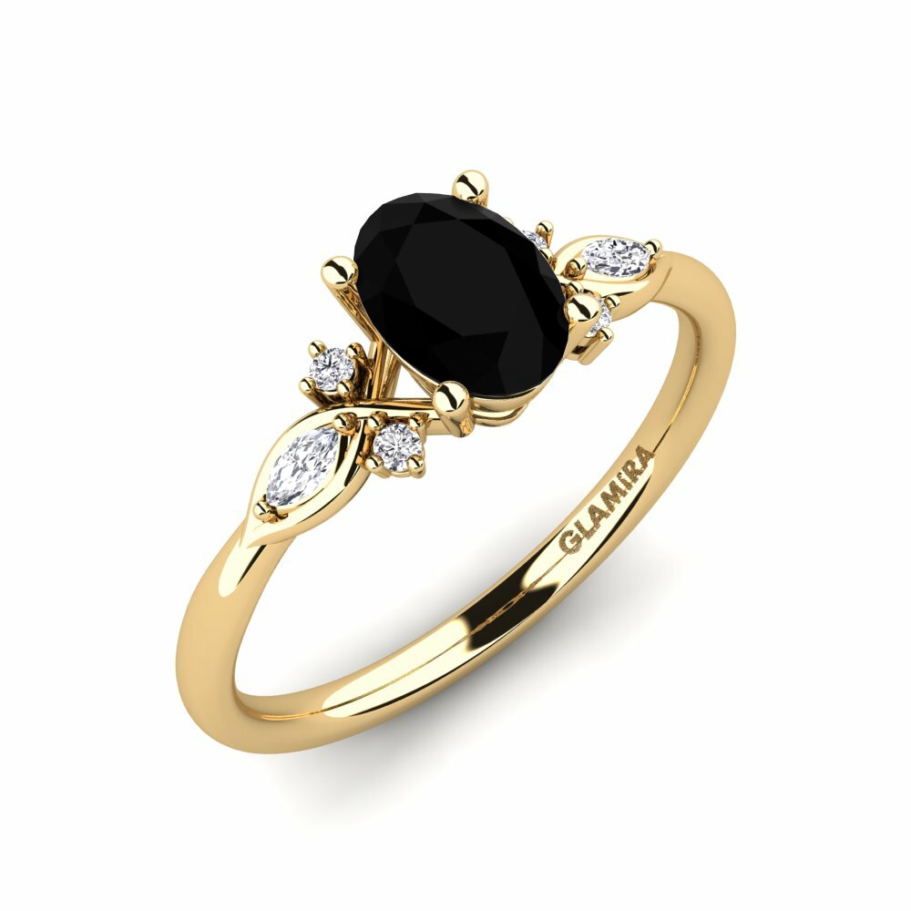 Black Onyx Engagement Ring Gisu - Oval