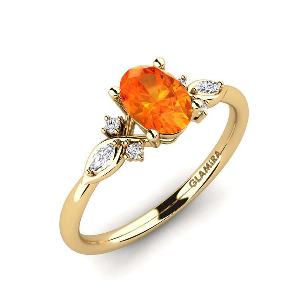 Orange Sapphire Engagement Ring Gisu - Oval
