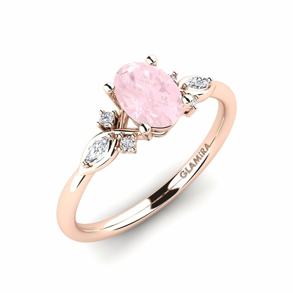 9k Rose Gold Rose Quartz Engagement Ring Gisu - Oval