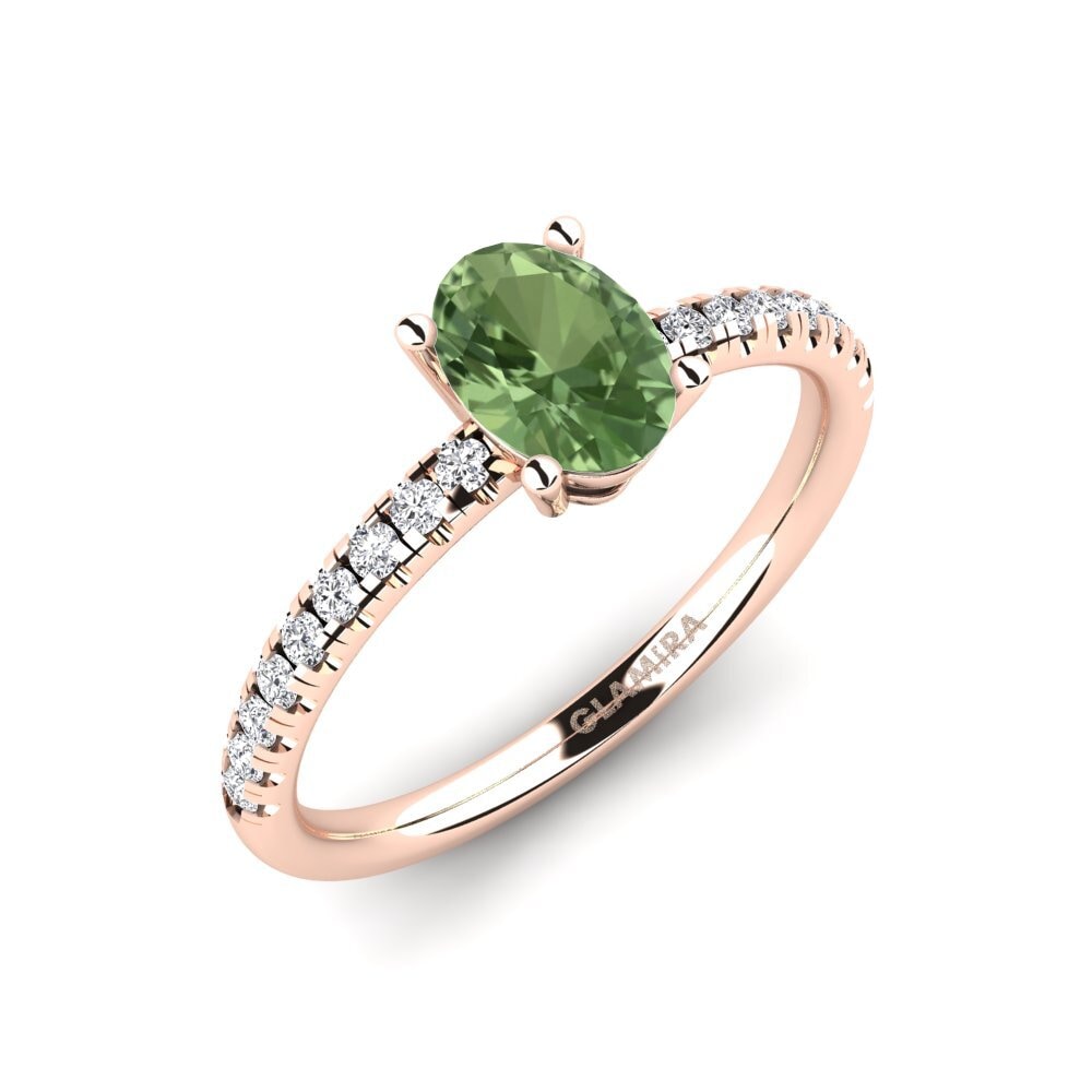 Vàng Hồng 18K Đá Sapphire Xanh Nhẫn đính hôn Rokh