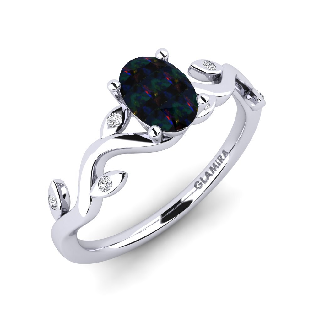 950 Platinum Black Opal Engagement Ring Shasha