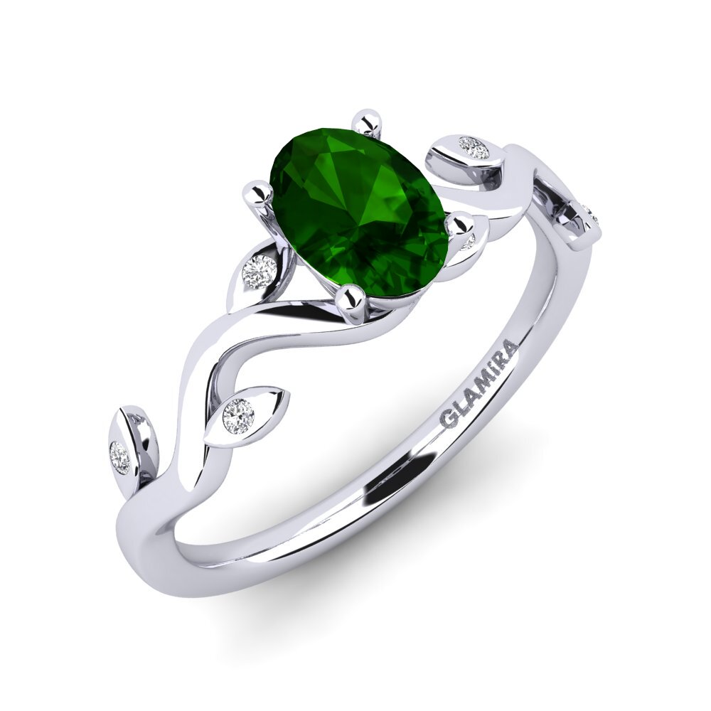 18ct White Gold Green Tourmaline Engagement Ring Shasha