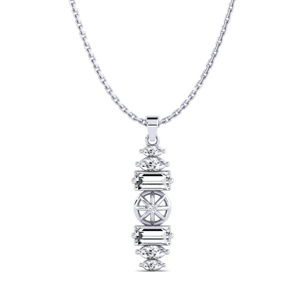 18k Oro Blanco Baguette Colgante de Mujer Lurens