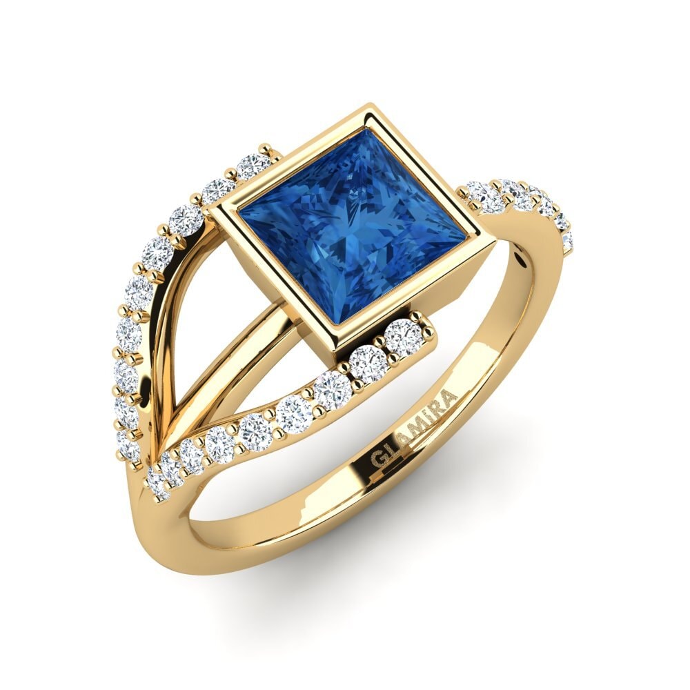 Princess Dark Blue Zirconia Engagement Ring Micgen
