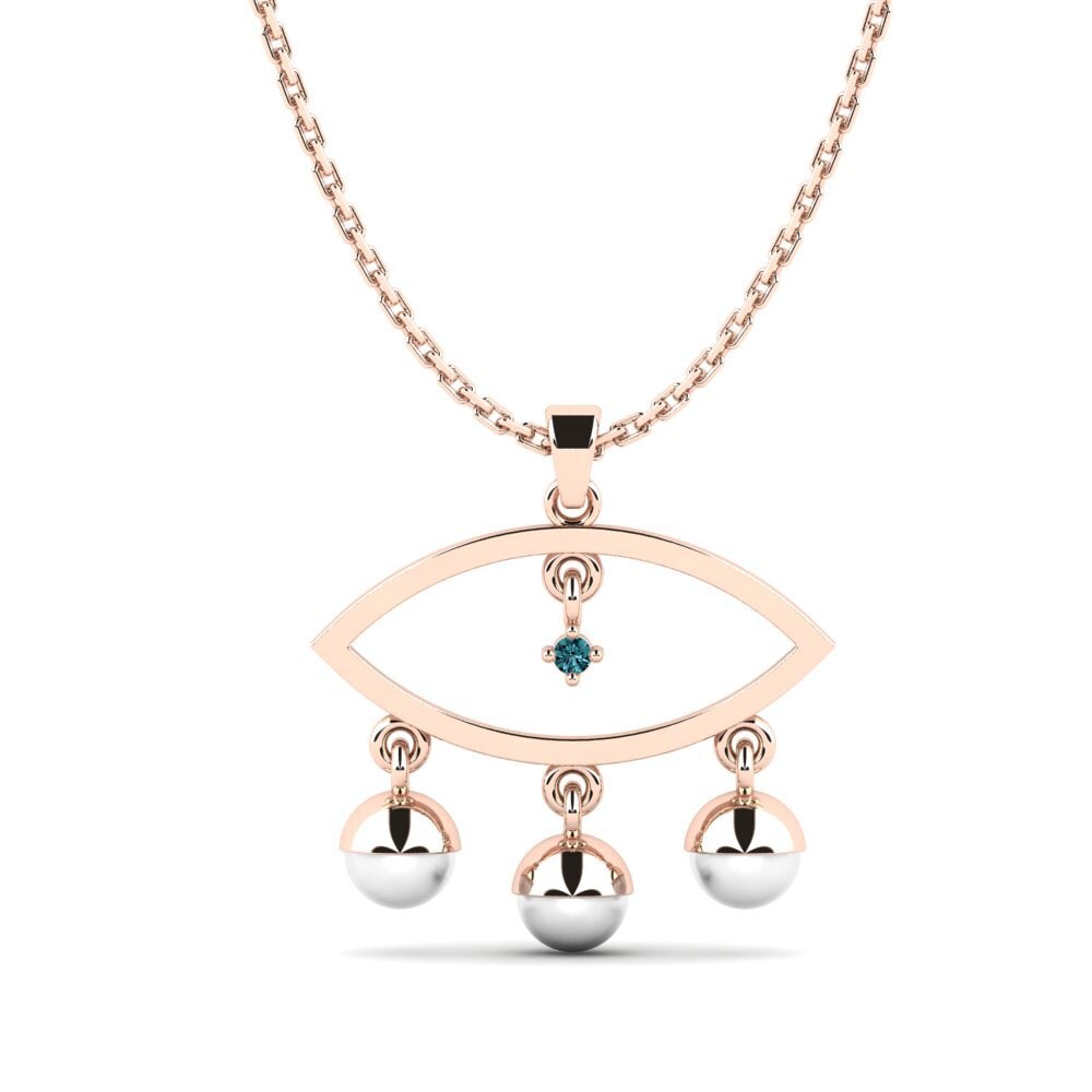 14ct Rose Gold Blue Diamond Women's Pendant Migen