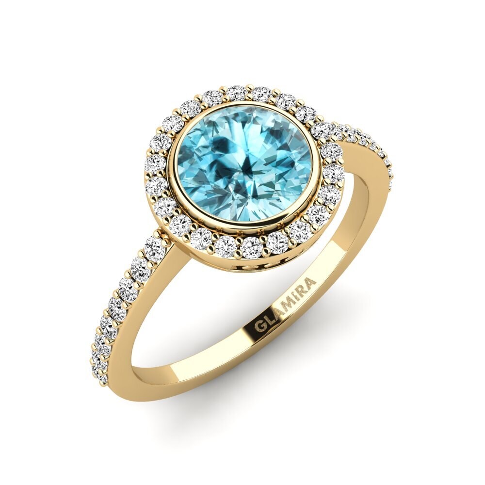 Blue Zircon Engagement Ring Sobal