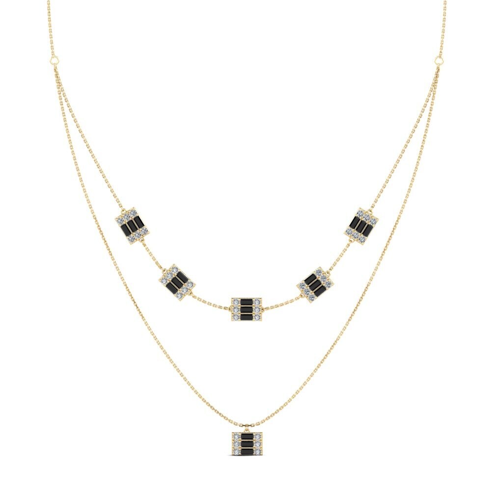 Baguette Black Onyx Women's Necklace Baces