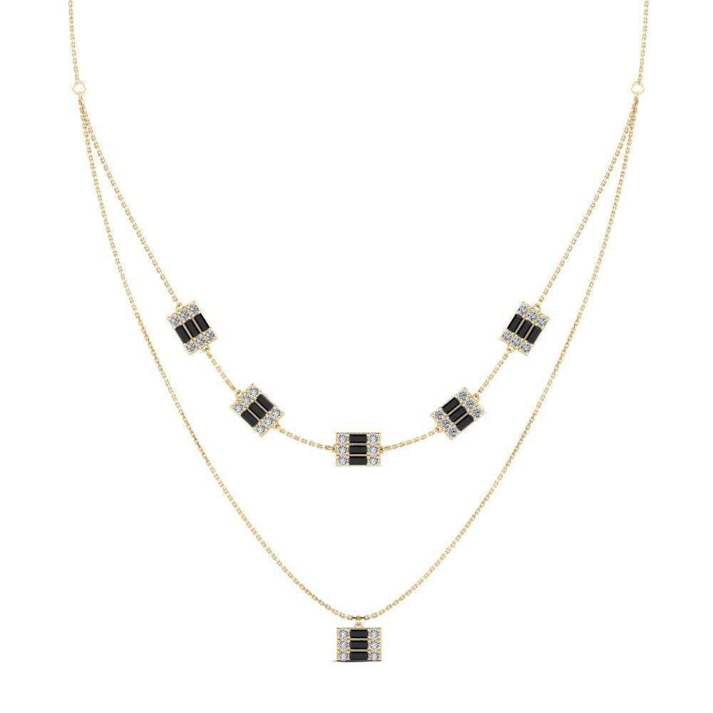 Baguette Black Sapphire Women's Necklace Baces