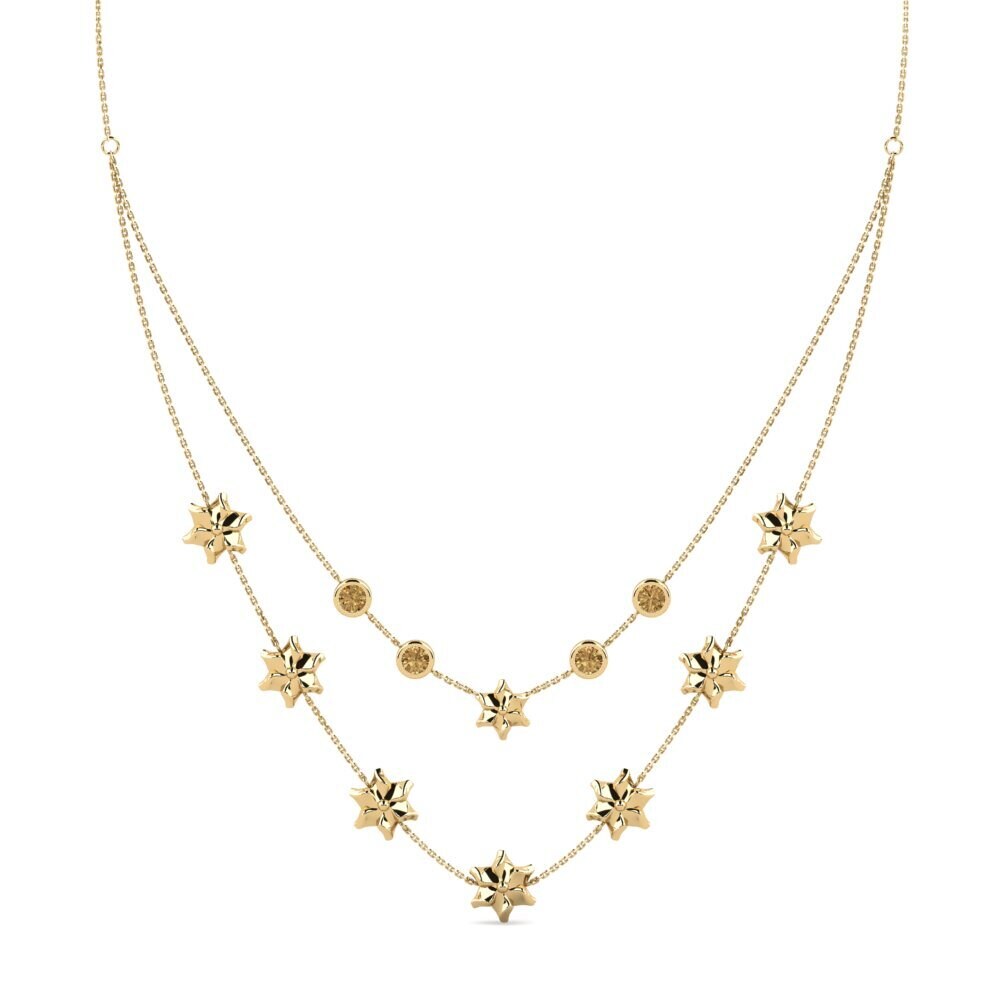 18k Oro Amarillo Diamante café Collar de Mujer Ealdi