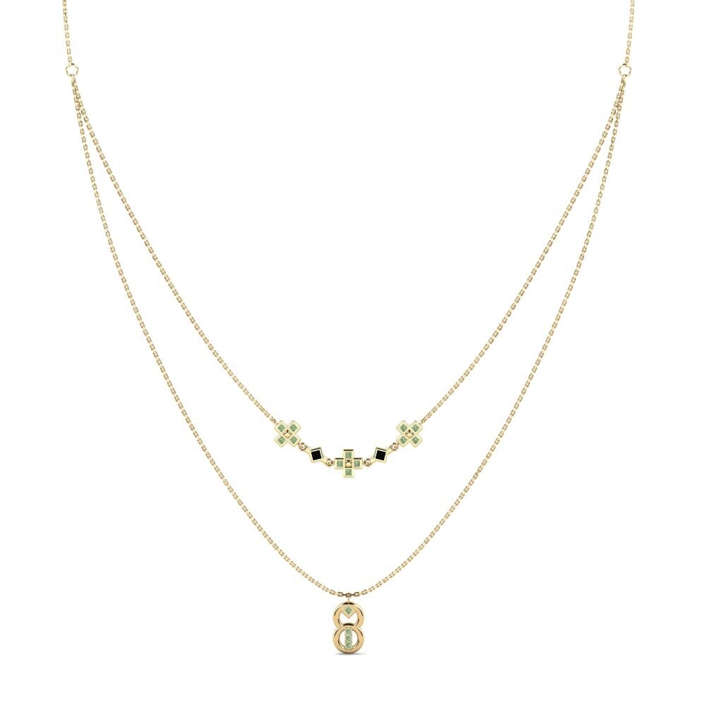 Mezclado Diamante Verde Collar de Mujer Goidinga