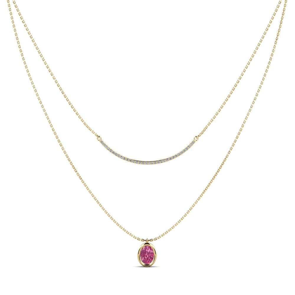 Pink Tourmaline Women's Necklace Hefa