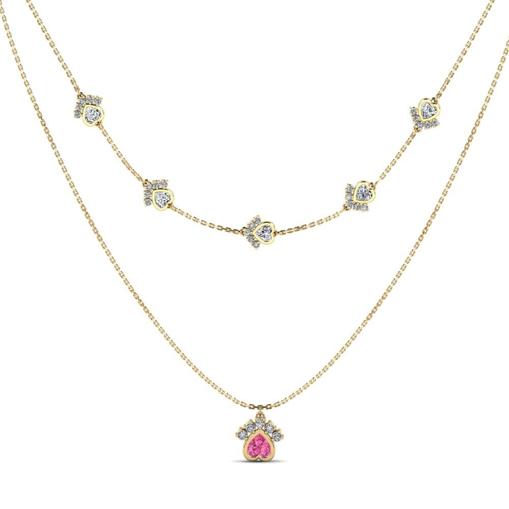 Pink Tourmaline Women's Necklace Ldoder