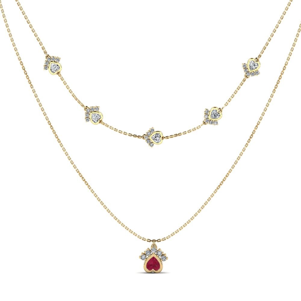 Trái Tim Đá Ruby / Hồng Ngọc Dây chuyền nữ Ldoder