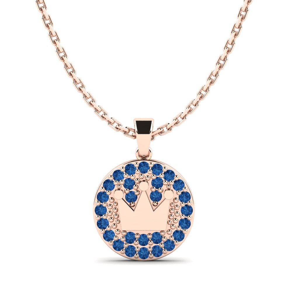 14ct Rose Gold Dark Blue Zirconia Kid's Pendant Agradable