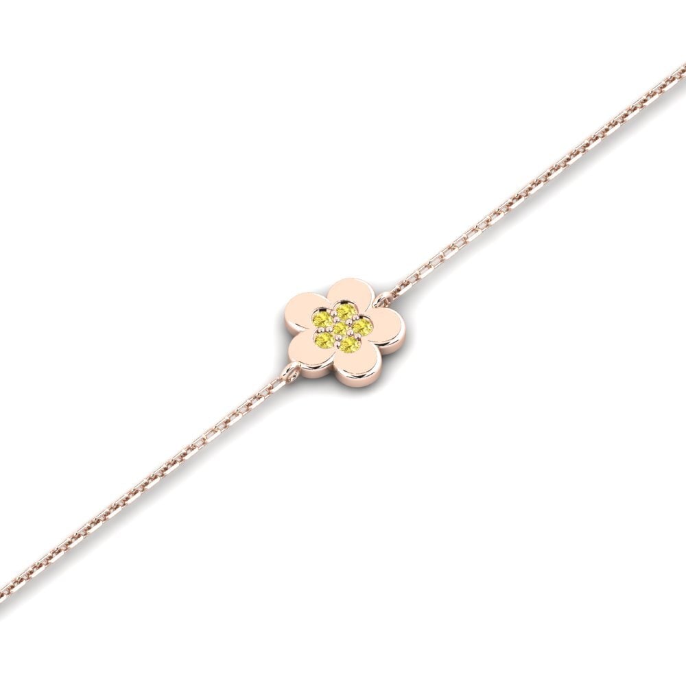14ct Rose Gold Yellow Sapphire Kid's Bracelet Alterable