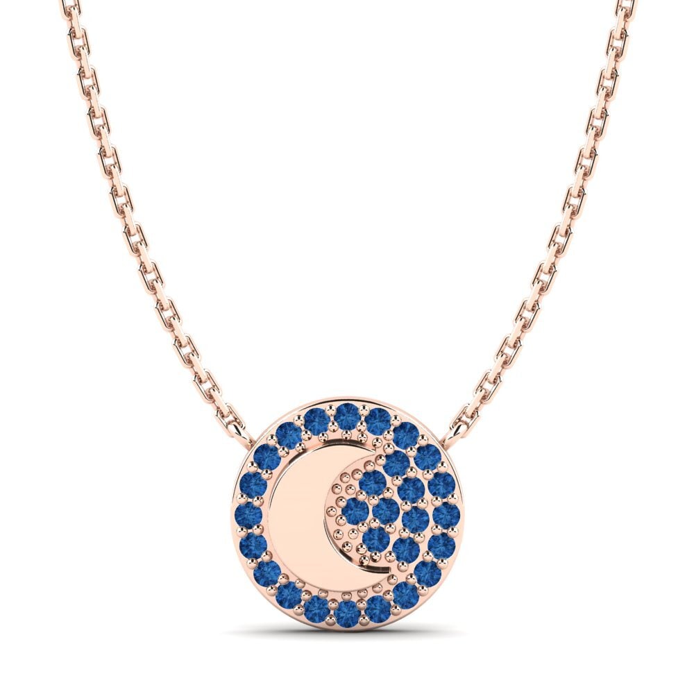 14ct Rose Gold Dark Blue Zirconia Kid's Necklace Arbo