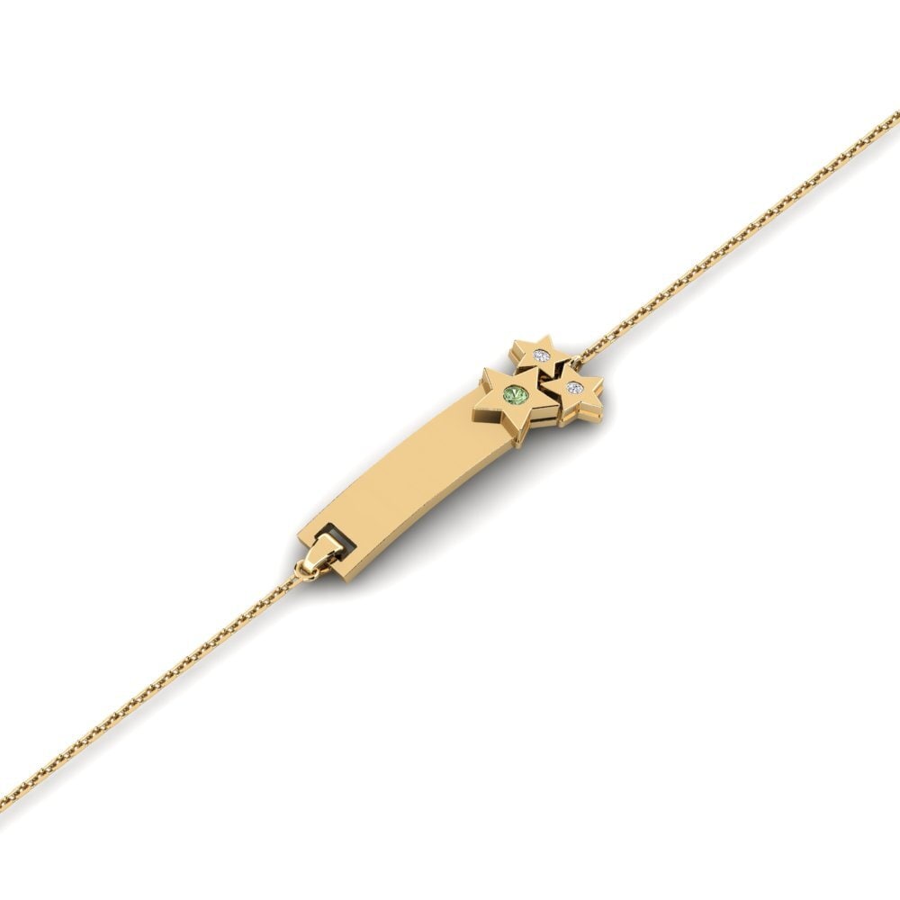 14ct Yellow Gold Green Diamond Kid's Bracelet Challenger
