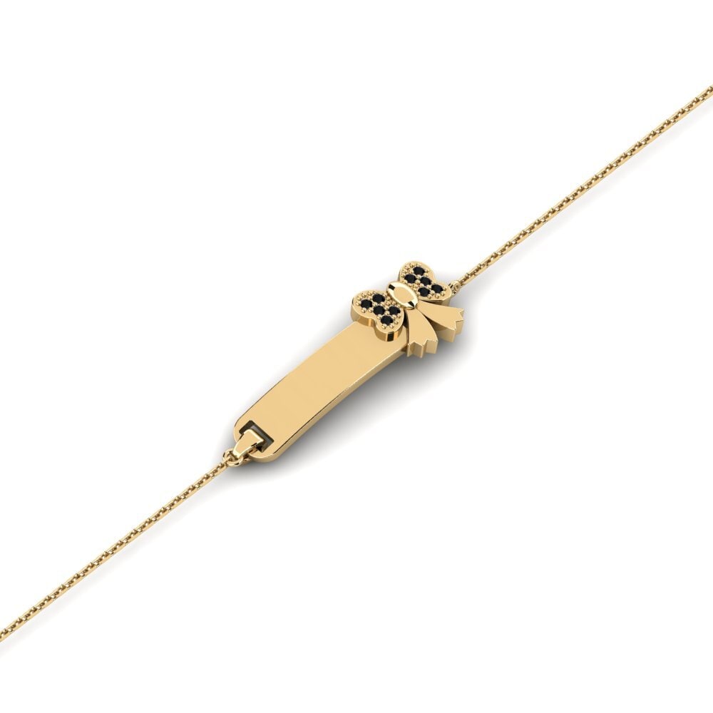14ct Yellow Gold Black Diamond Kid's Bracelet Challenging