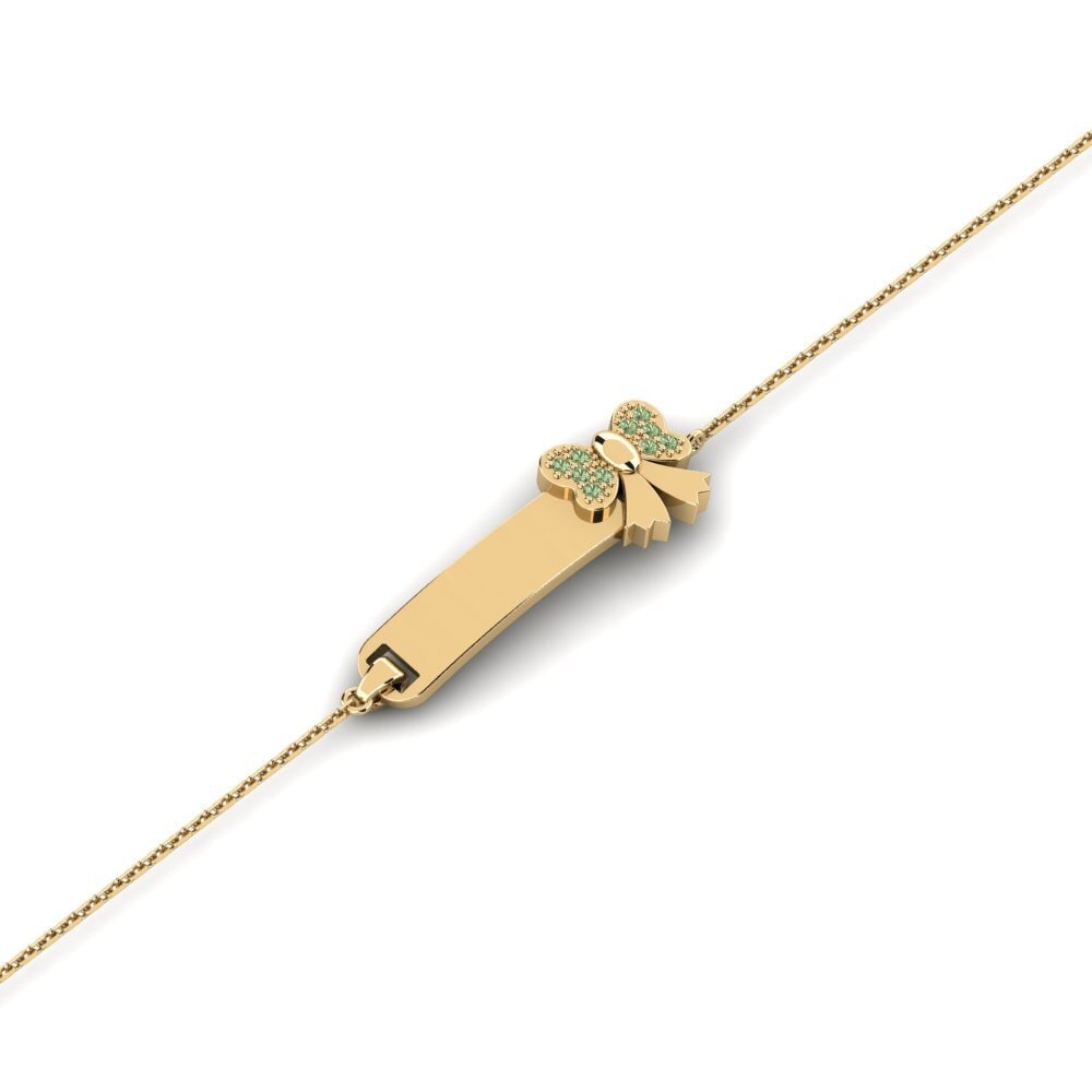 14ct Yellow Gold Green Diamond Kid's Bracelet Challenging