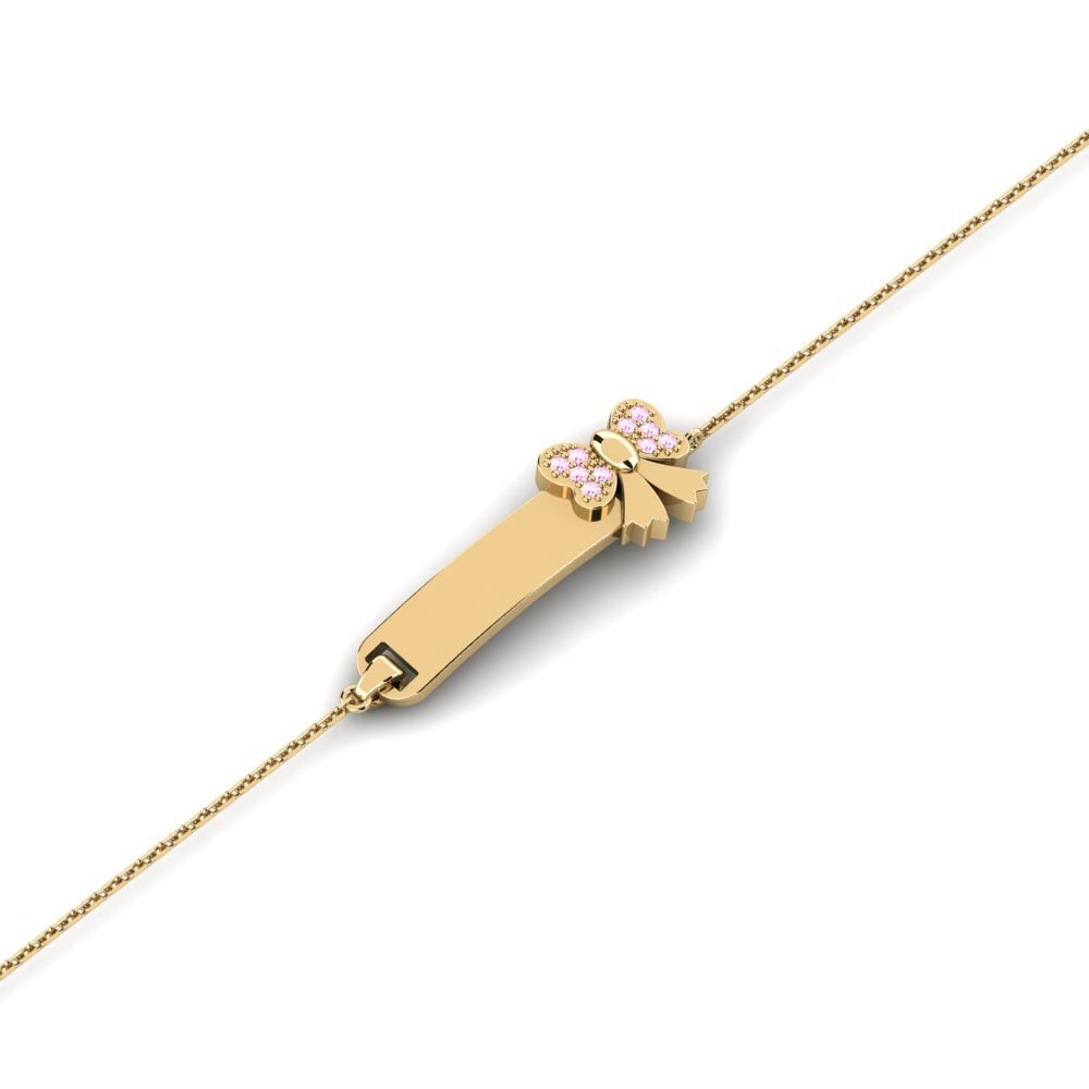14ct Yellow Gold Pink Sapphire Kid's Bracelet Challenging