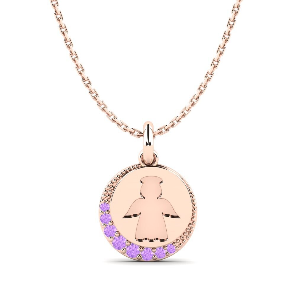 14k Oro Rosa Amatista Colgante para Niño Environmentally