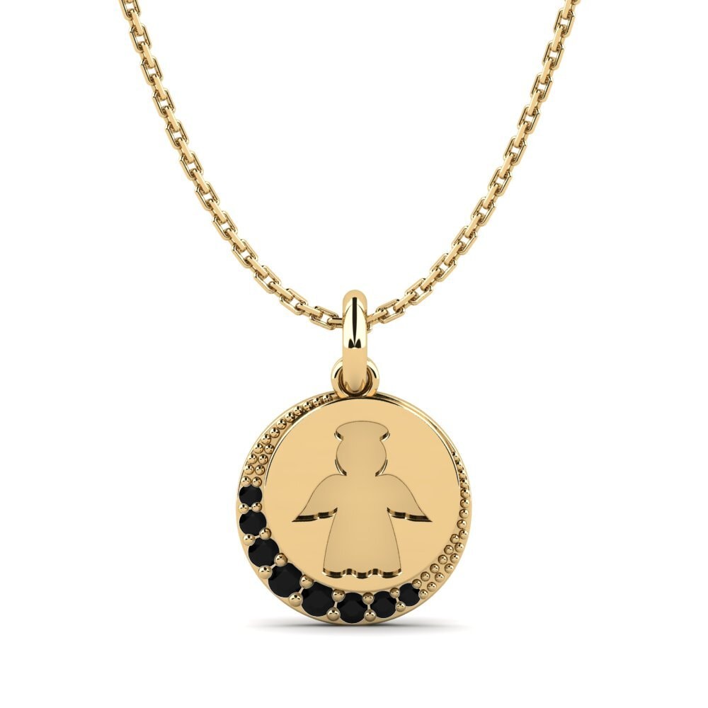 14ct Yellow Gold Black Diamond Kid's Pendant Environmentally