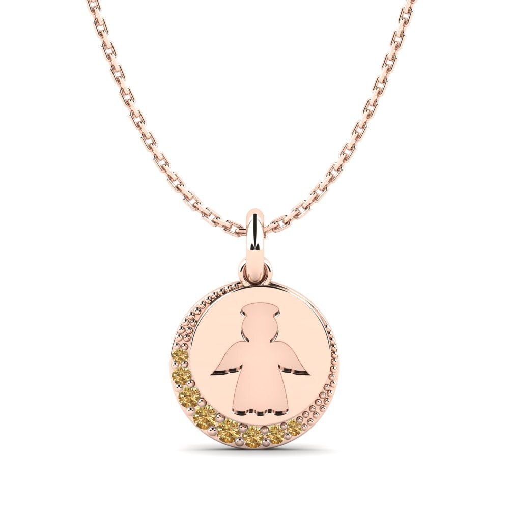14k Oro Rosa Diamante Marrón Colgante para Niño Environmentally