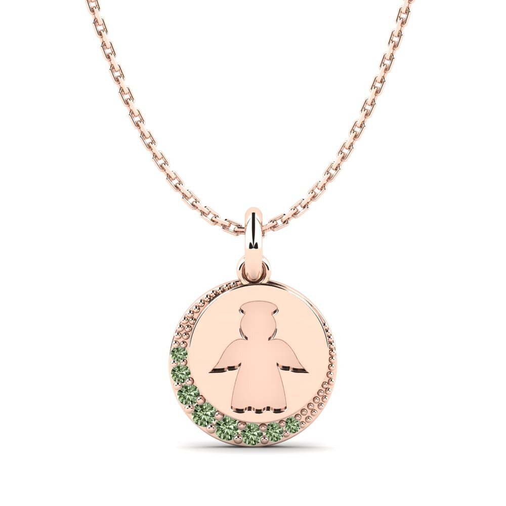 14k Oro Rosa Diamante Verde Colgante para Niño Environmentally