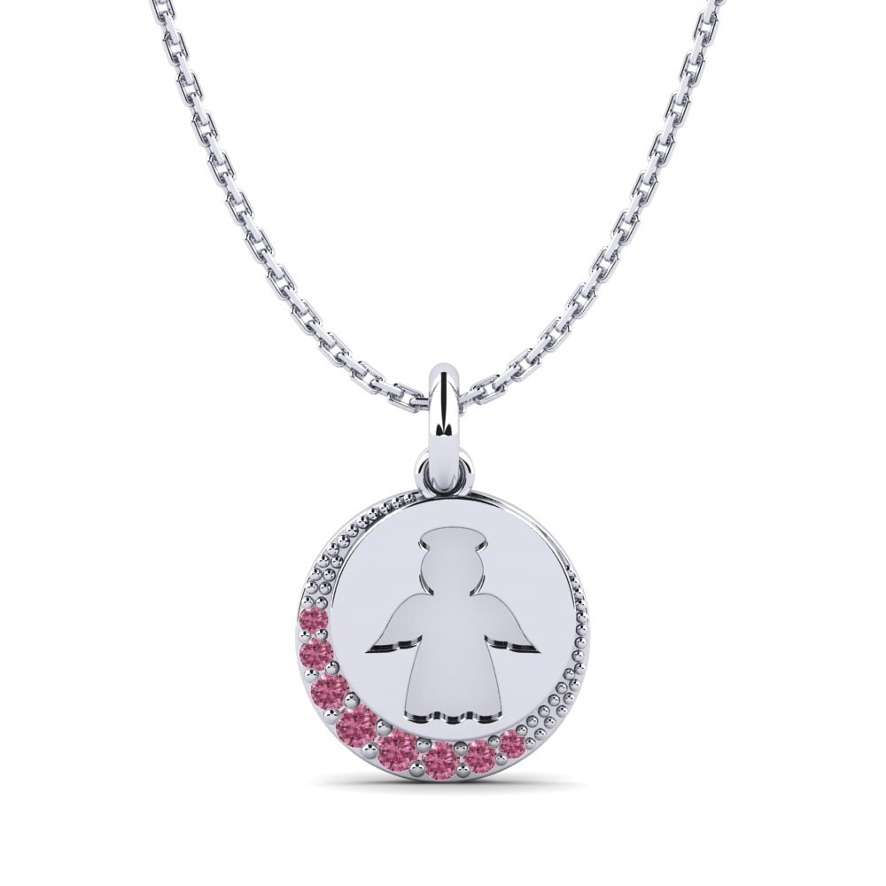 9ct White Gold Rhodolite Garnet Kid's Pendant Environmentally