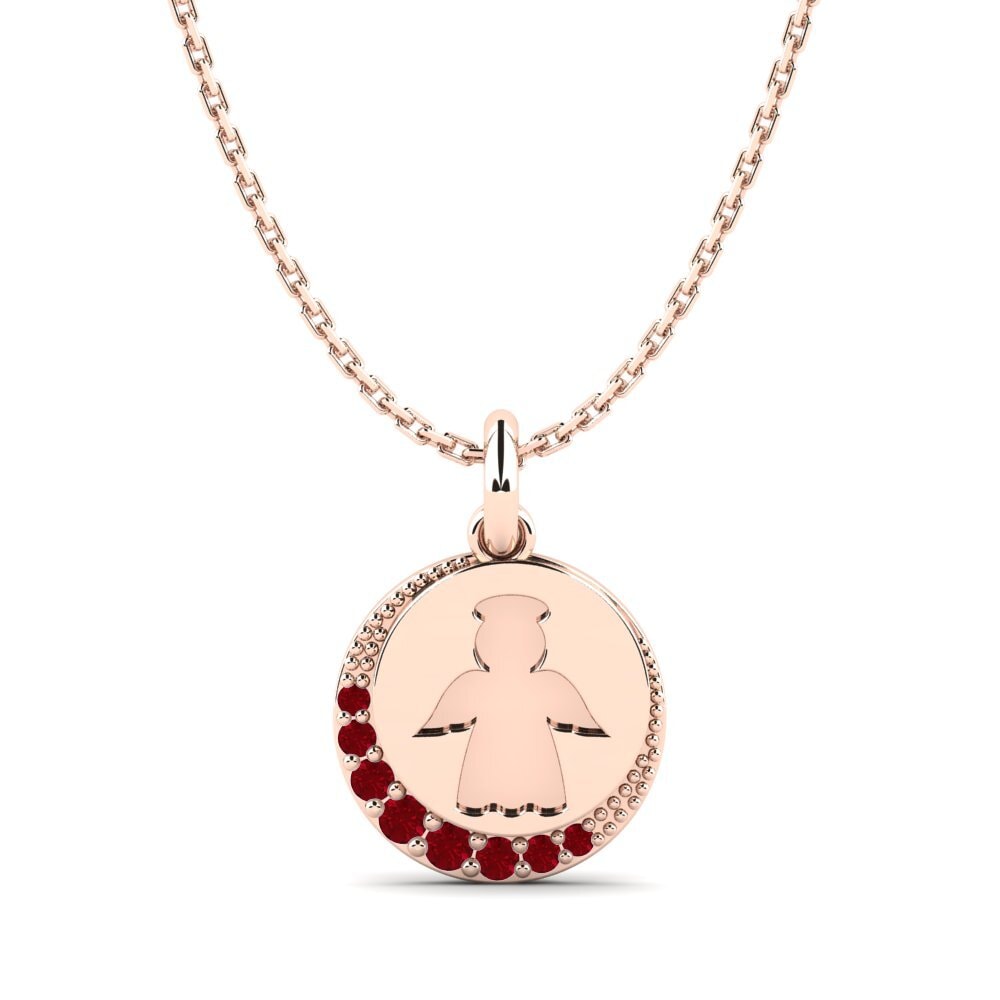 14k Oro Rosa Circonita Roja Colgante para Niño Environmentally