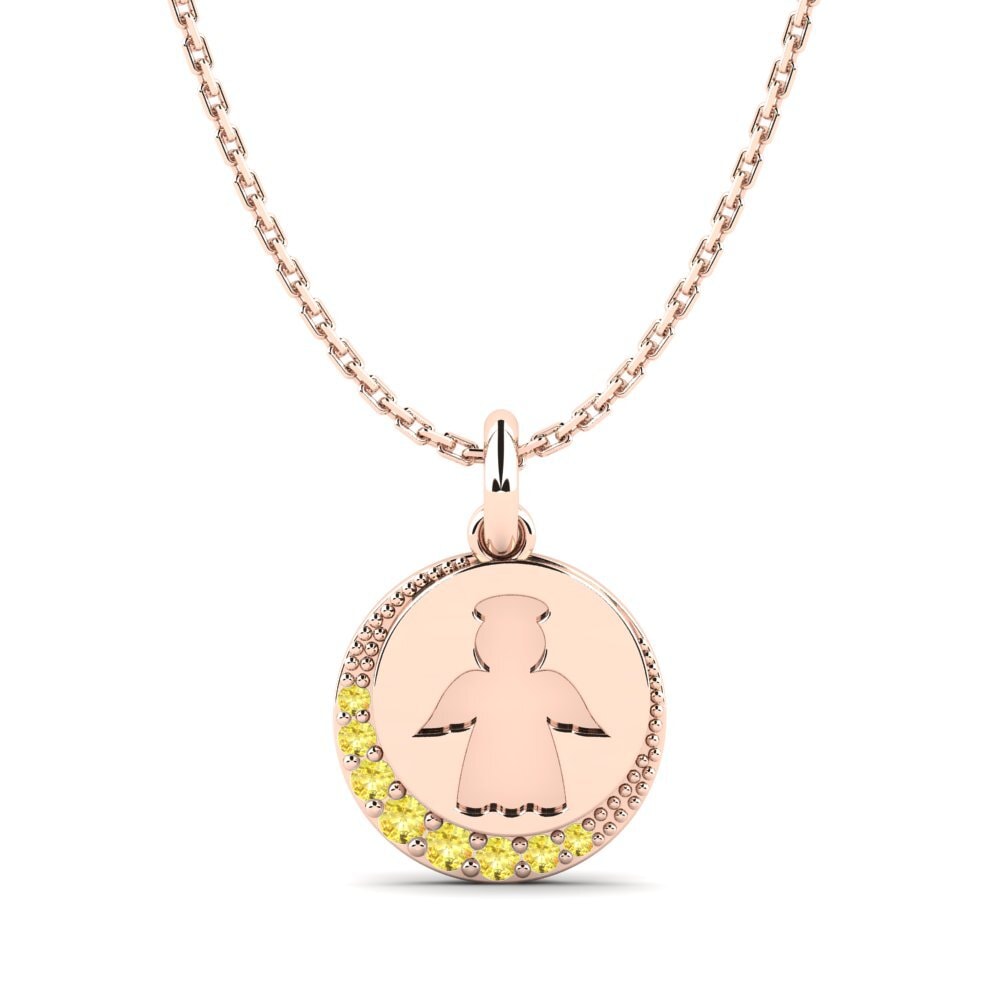 14ct Rose Gold Yellow Sapphire Kid's Pendant Environmentally