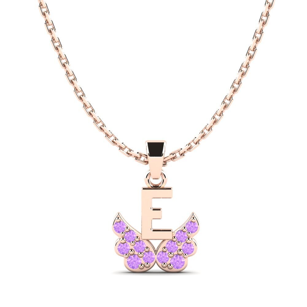 14k Oro Rosa Amatista Colgante para Niño Establish - E