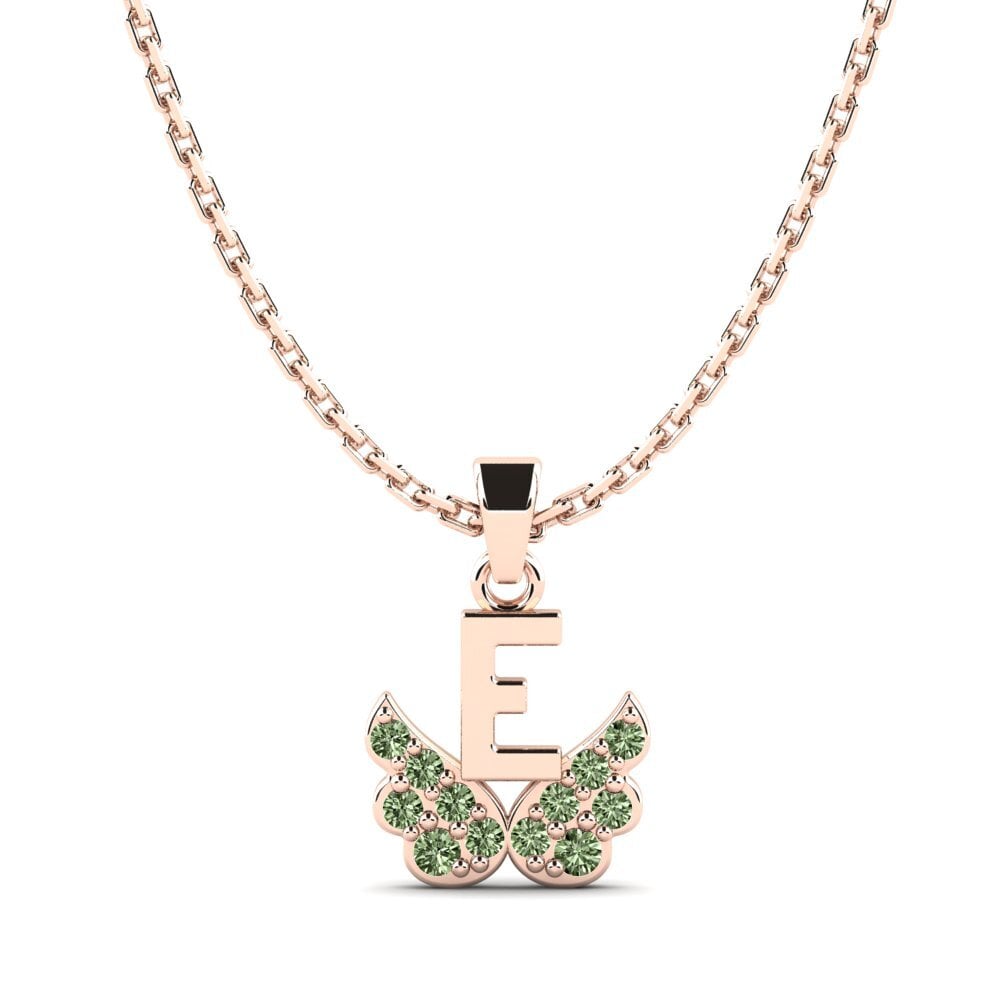 14k Oro Rosa Diamante Verde Colgante para Niño Establish - E