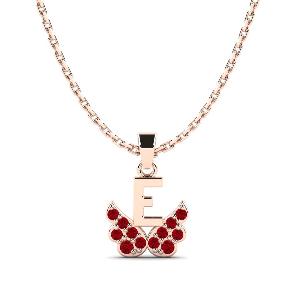 14k Oro Rosa Circonita Roja Colgante para Niño Establish - E