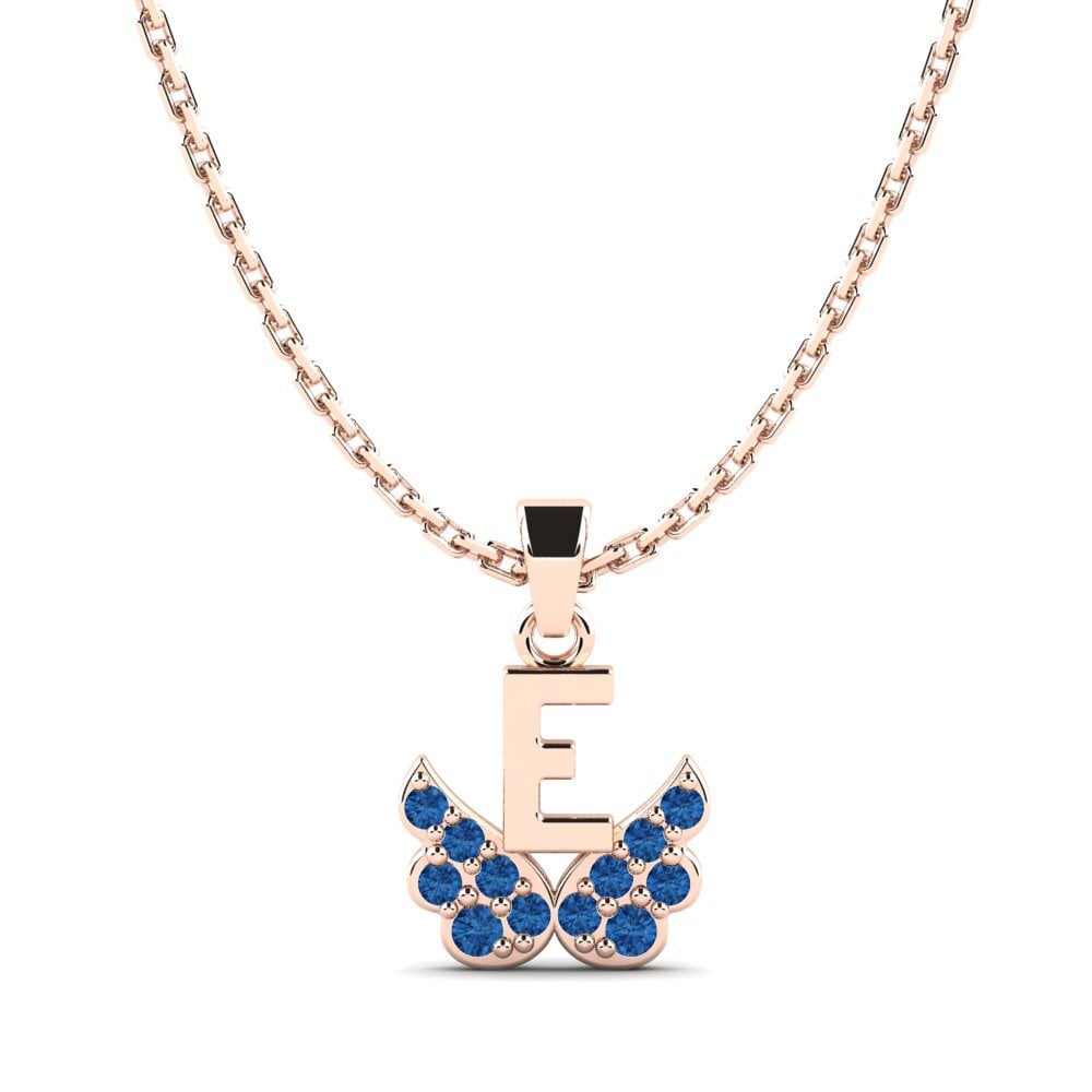 14ct Rose Gold Dark Blue Zirconia Kid's Pendant Establish - E