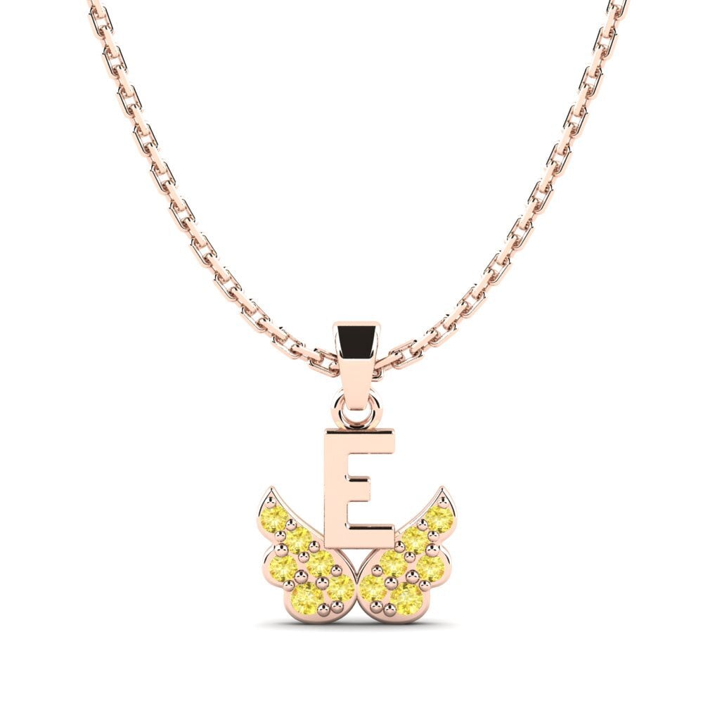 14ct Rose Gold Yellow Sapphire Kid's Pendant Establish - E