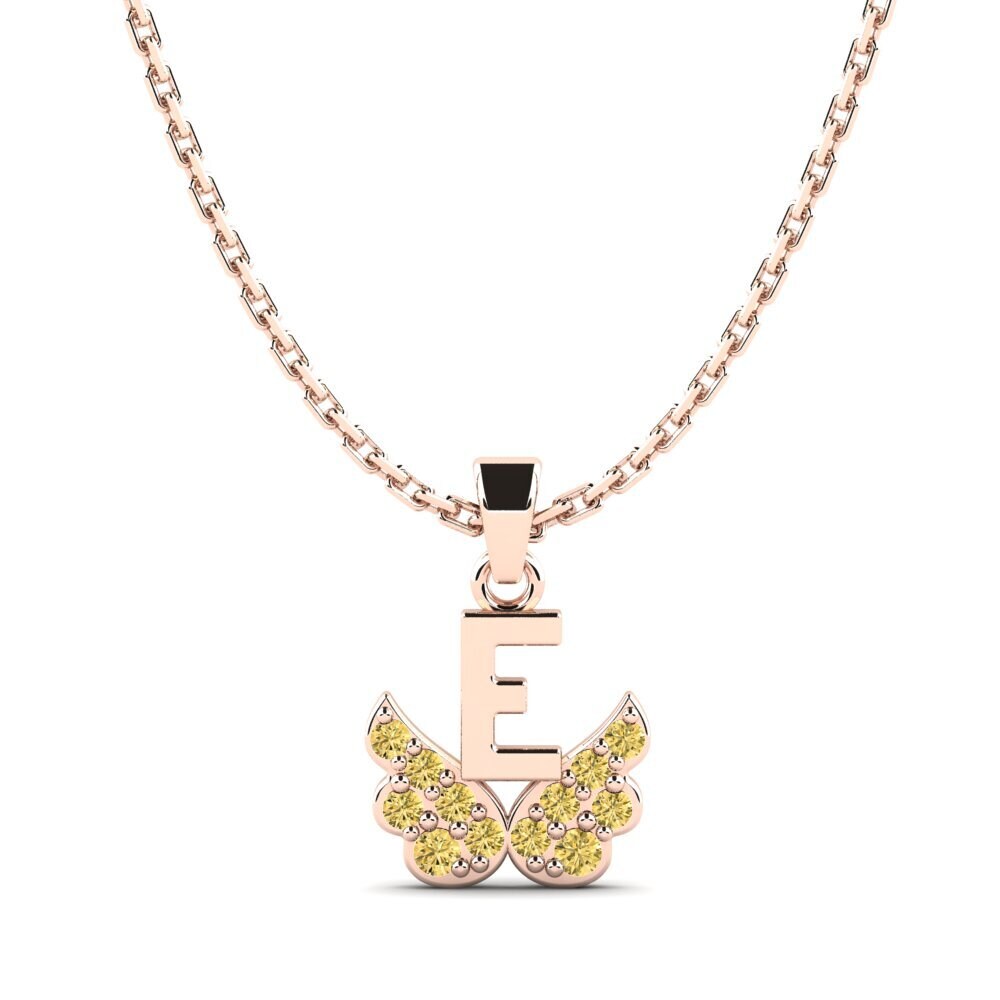 14k Oro Rosa Diamante Amarillo Colgante para Niño Establish - E