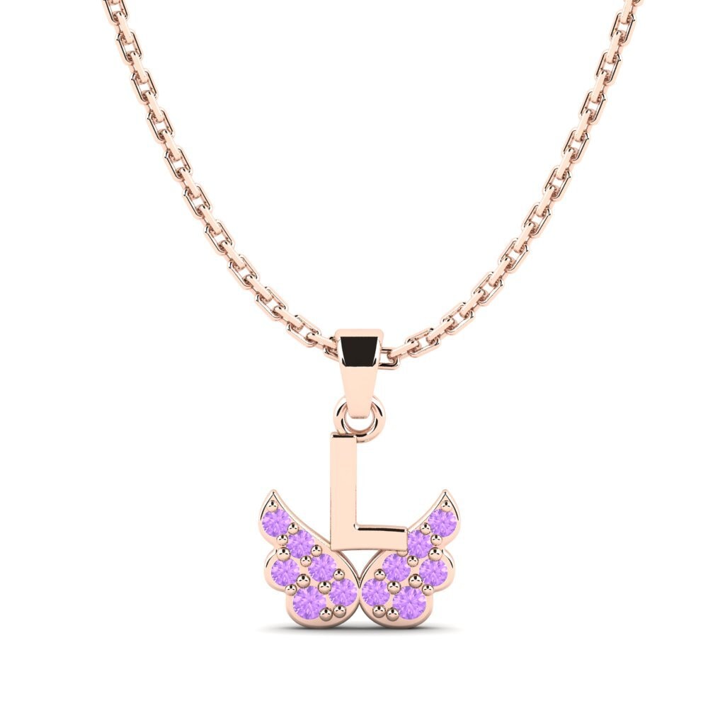 14k Oro Rosa Amatista Colgante para Niño Establish - L