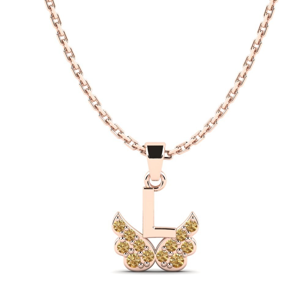 14k Oro Rosa Diamante Marrón Colgante para Niño Establish - L